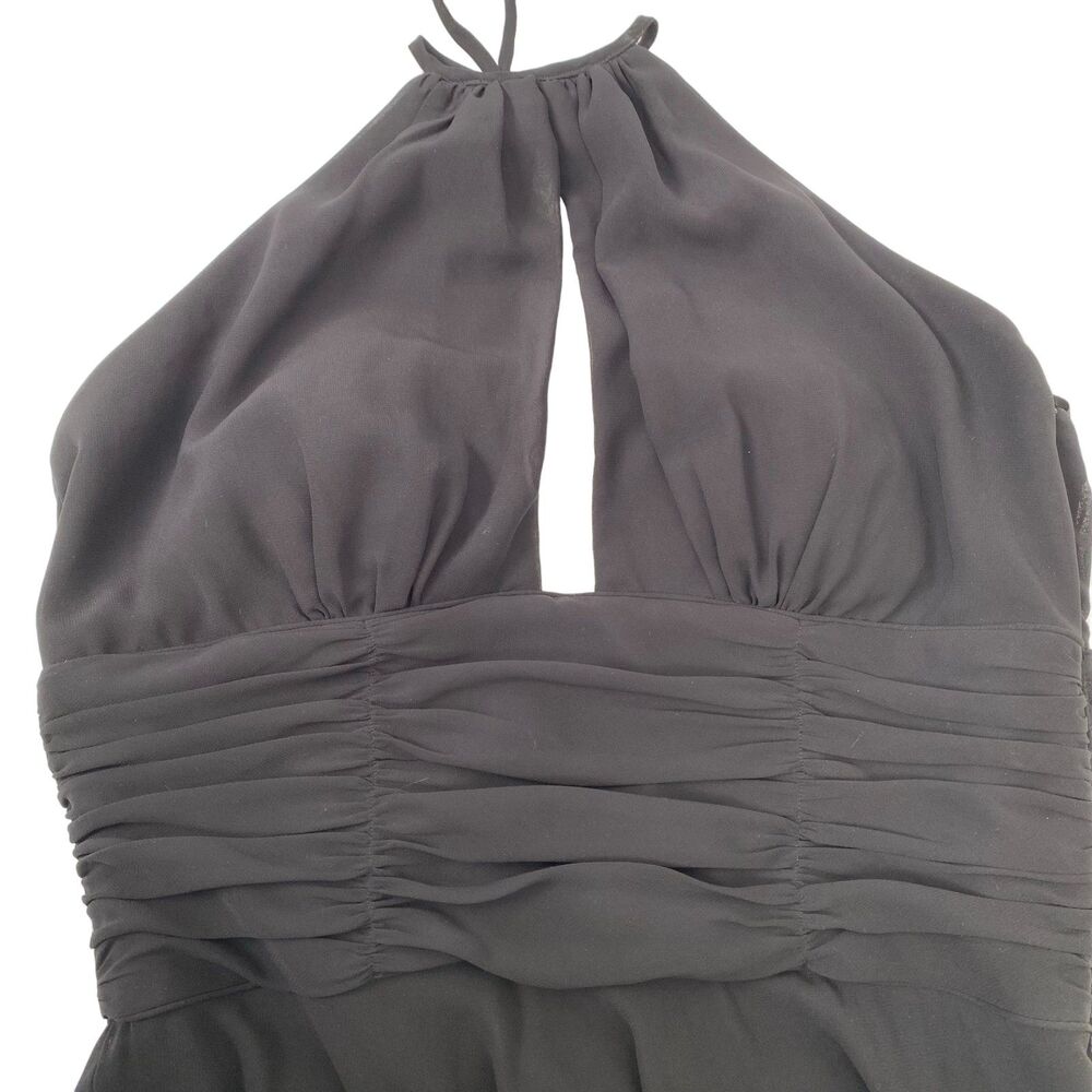 WHITE HOUSE BLACK MARKET Black Halter Ruched Waist Flare Mdi-Dress Size 4 - Picture 1 of 4